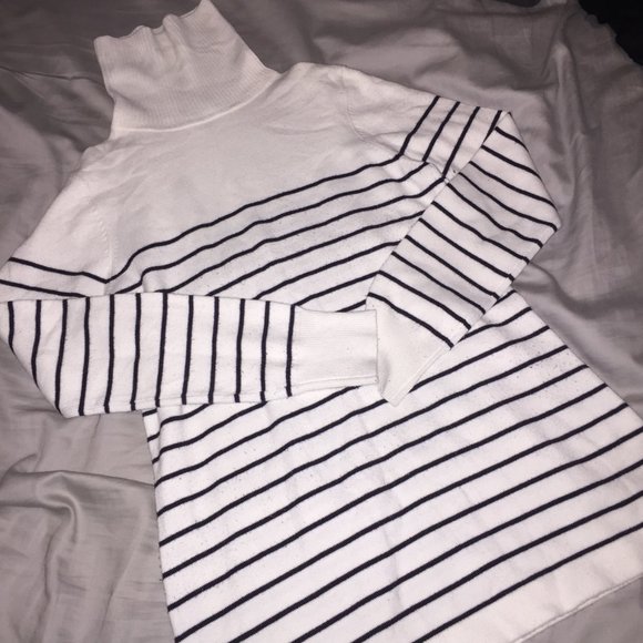French Connection Striped Turtleneck Sweater L - Picture 4 of 5
